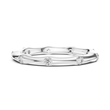 Bezel Station Moissanite Band in white 925 sterling silver, view 3