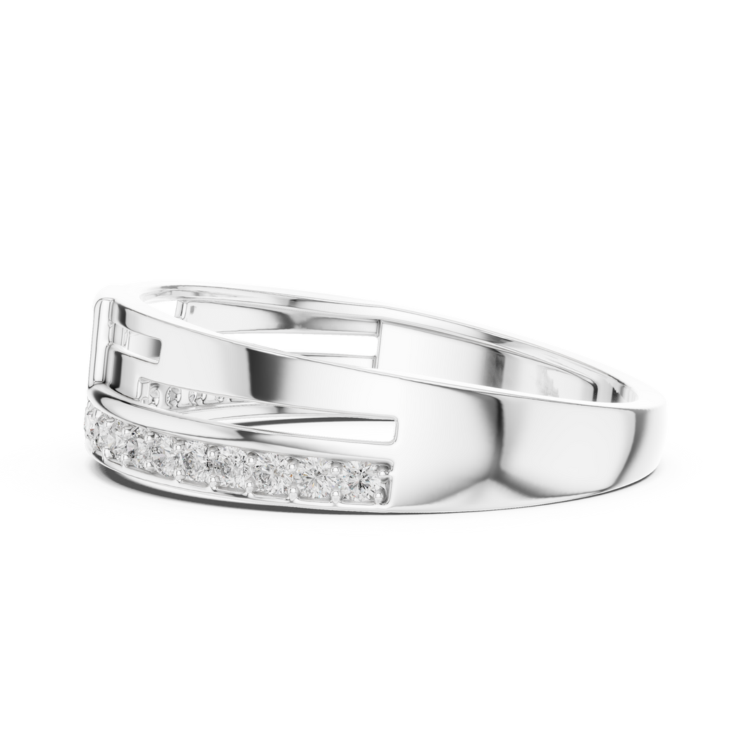 Two-Tier Pavé Moissanite Band with Square Accent in white 925 sterling silver, view 3
