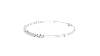 Mixed Shape Moissanite Station Chain Bracelet in white 925 sterling silver, view 2