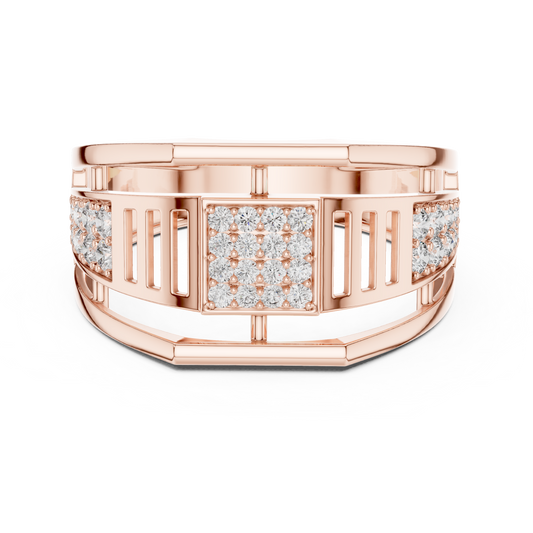 Men's Square Pavé Panel Cage Moissanite Band in rose 925 sterling silver, view 4