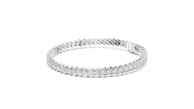 Marquise Moissanite Tennis Bracelet in white 925 sterling silver, view 2