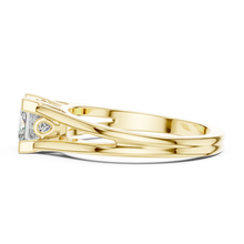 Princess Cut Solitaire Moissanite Split Shank Ring in yellow 925 sterling silver, view 3