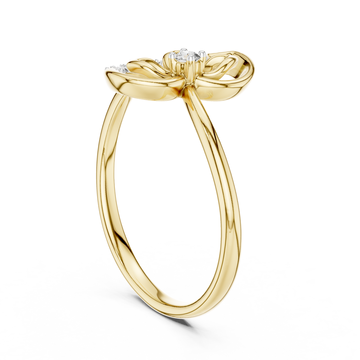 Paisley Swirl Moissanite Ring in yellow 925 sterling silver, view 1