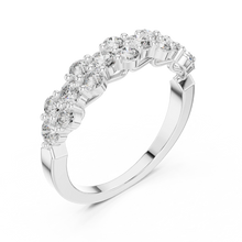Floral Cluster Moissanite Half Eternity Band in white 925 sterling silver, view 2