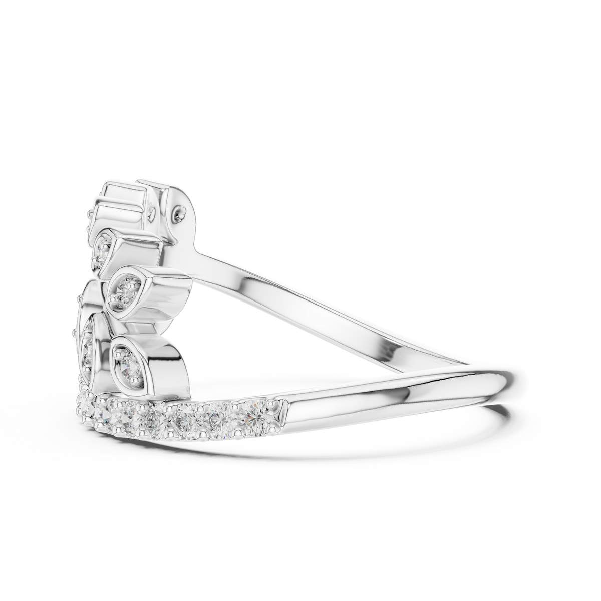 Pavé Leaf Vine Moissanite Ring in white 925 sterling silver, view 3