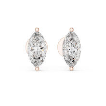 Marquise moissanite stud earrings in rose 925 sterling silver, view 4