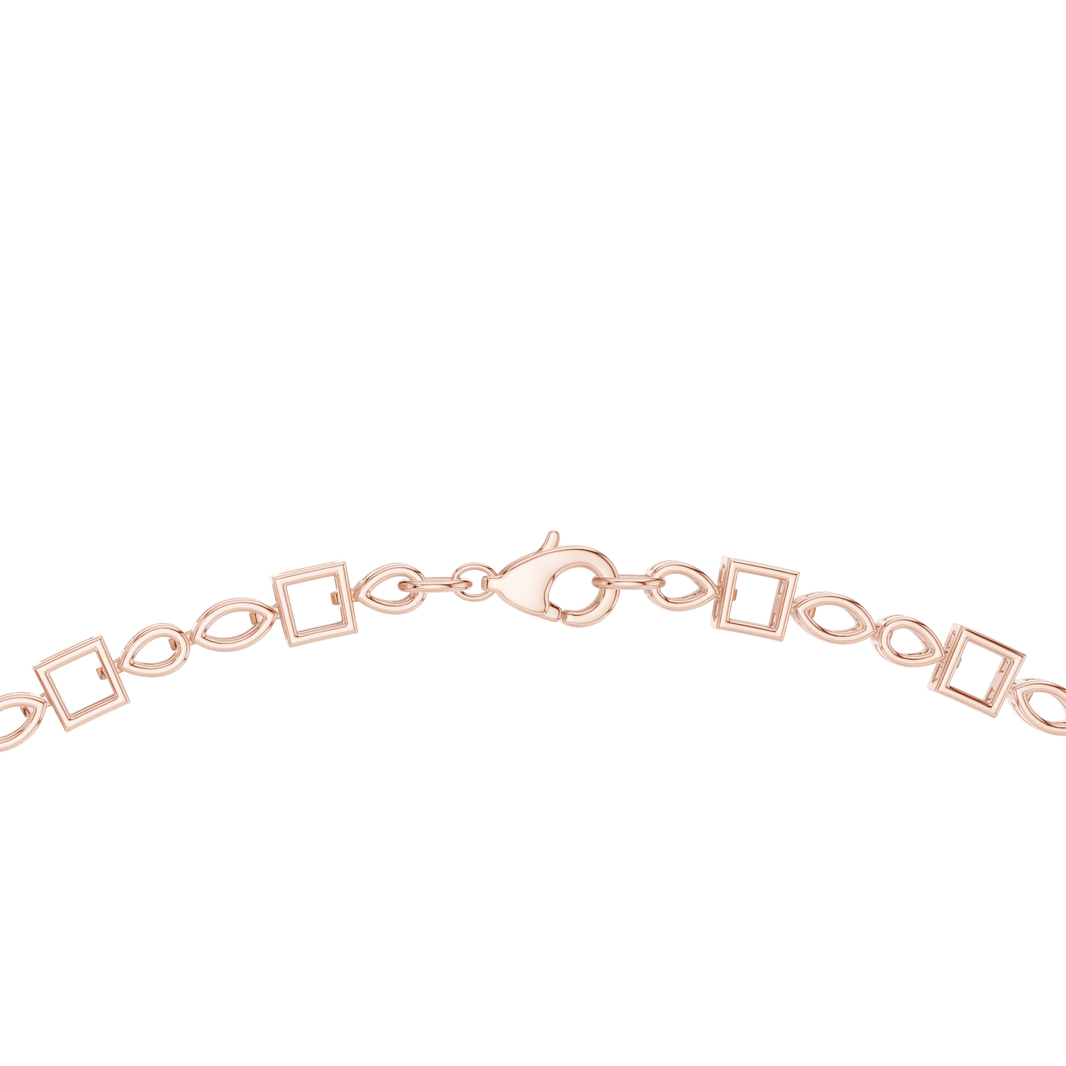 Pear Princess Marquise Cluster Collar Necklace in rose 925 sterling silver, view 4