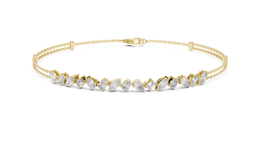 Mixed Shape Moissanite Station Chain Bracelet in yellow 925 sterling silver, view 1