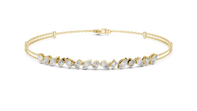 Mixed Shape Moissanite Station Chain Bracelet in yellow 925 sterling silver, view 1