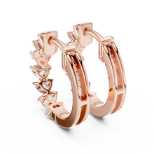 Heart moissanite huggie hoop earrings in rose 925 sterling silver, view 3