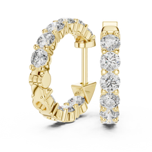 Moissanite inside out hoop earrings in yellow 925 sterling silver, view 1