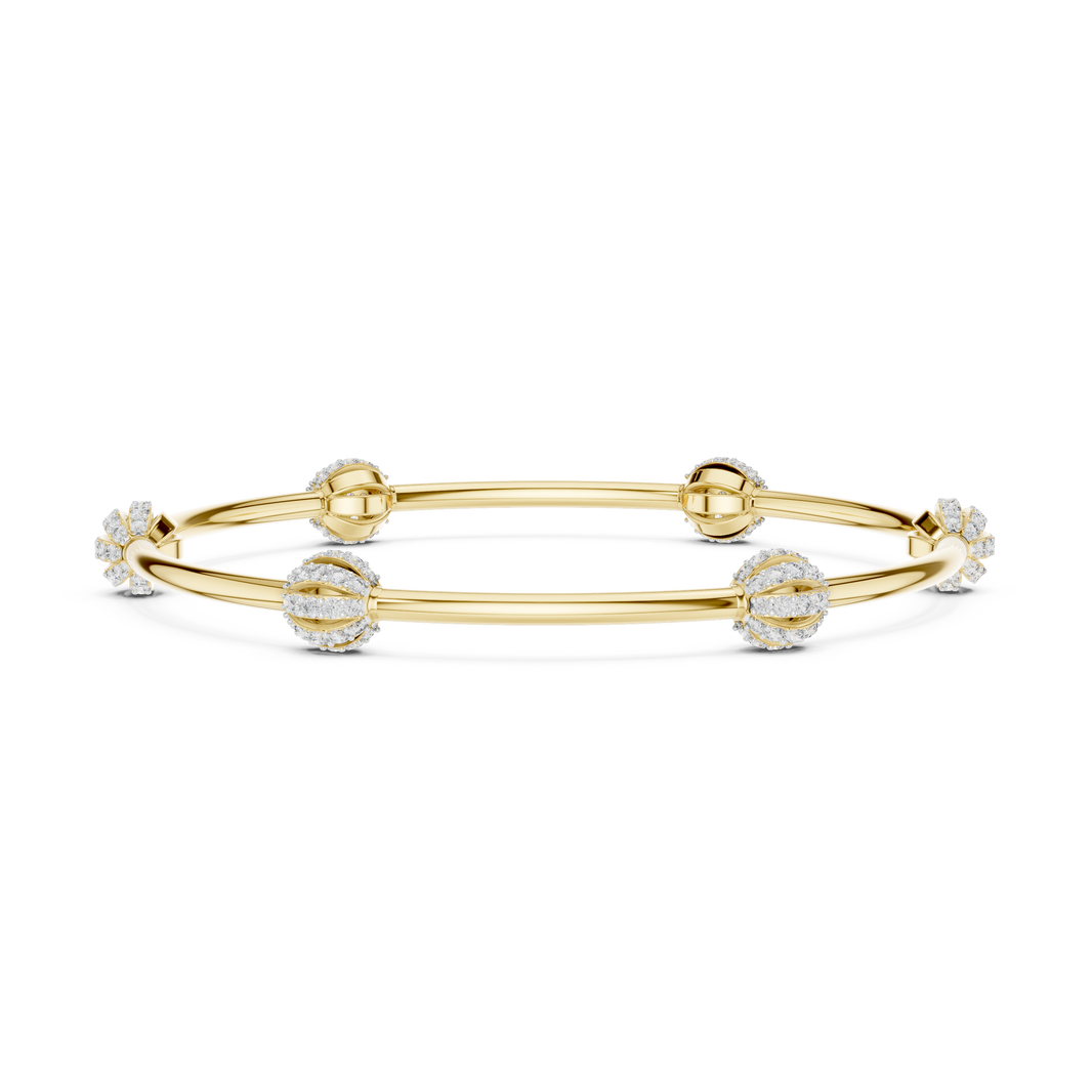 Round Cluster Station Moissanite Bangle in yellow 925 sterling silver, view 3