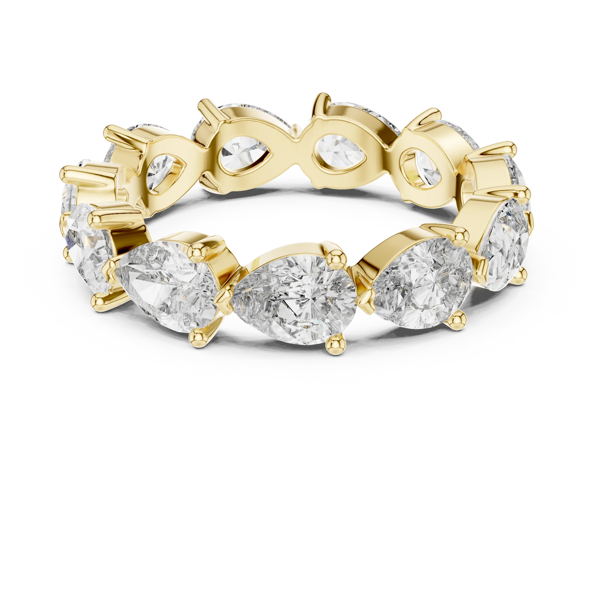 Pear Moissanite Eternity Band in yellow 925 sterling silver, view 4