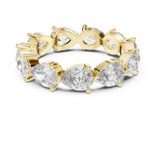 Pear Moissanite Eternity Band in yellow 925 sterling silver, view 4