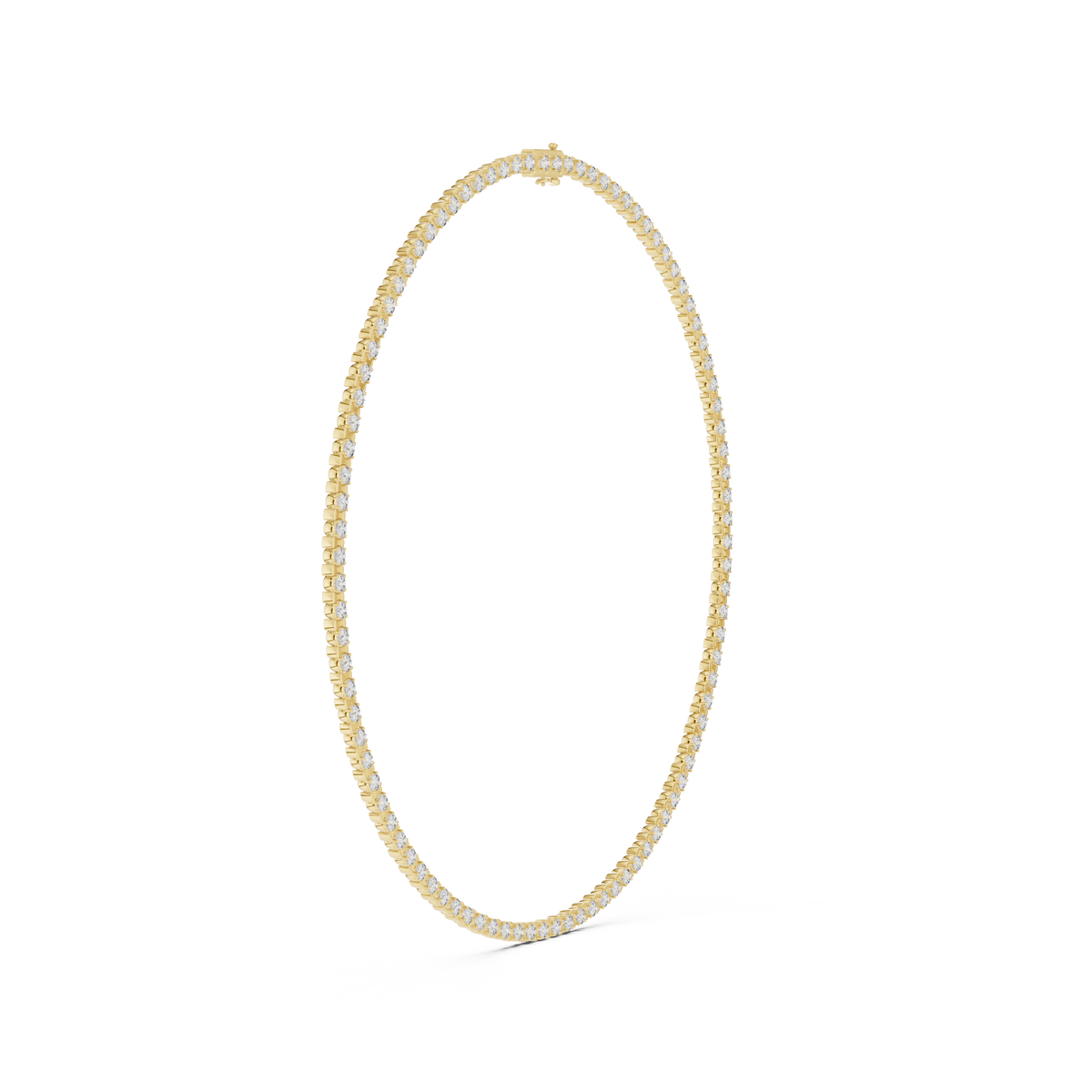 3.3mm Round Tennis Necklace in yellow 925 sterling silver, view 3