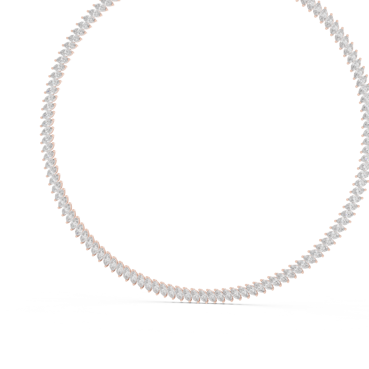Marquise Tennis Necklace in rose 925 sterling silver, view 2