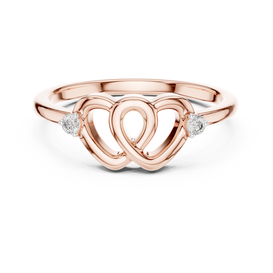 Interlocking Hearts Moissanite Ring in rose 925 sterling silver, view 4