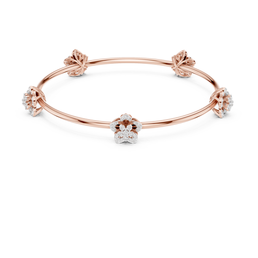 Floral Cluster Moissanite Bangle in rose 925 sterling silver, view 4