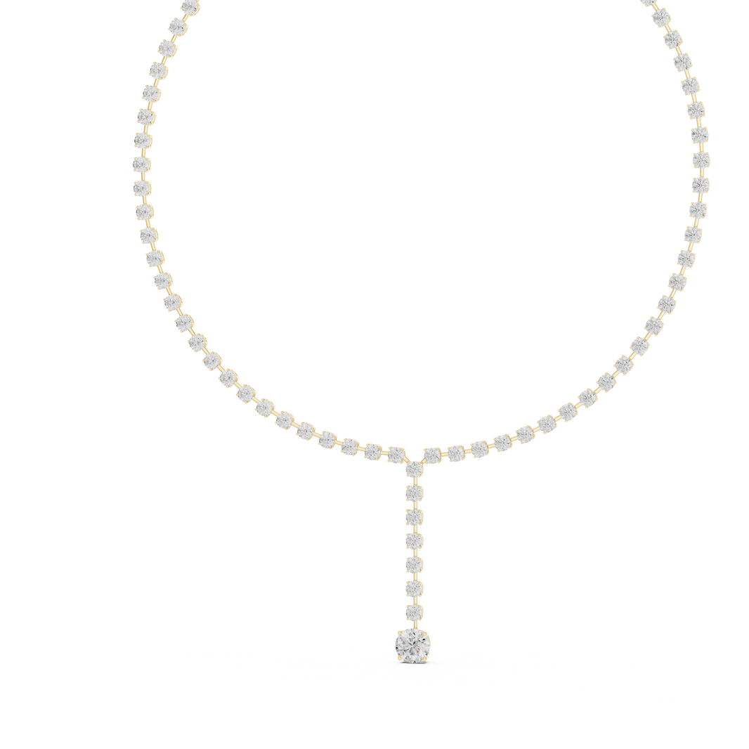 Round Tennis Y Necklace with Round Drop in yellow 925 sterling silver, view 2