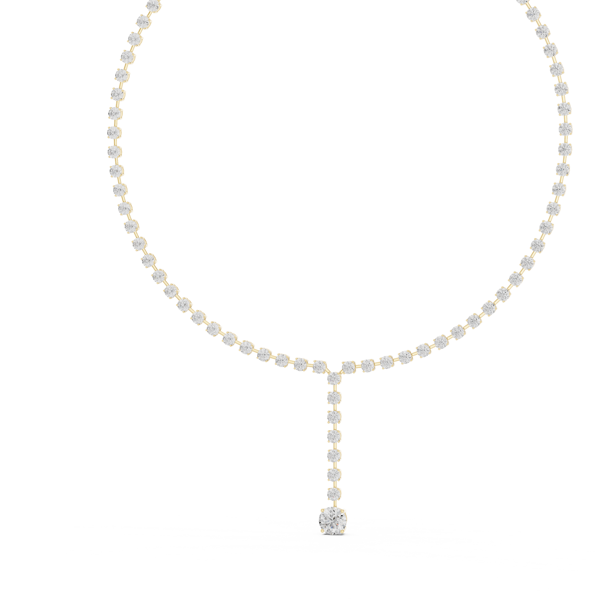 Round Tennis Y Necklace with Round Drop in yellow 925 sterling silver, view 2