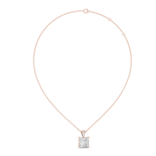 Princess Cut Solitaire Moissanite Pendant in rose 925 sterling silver, view 1