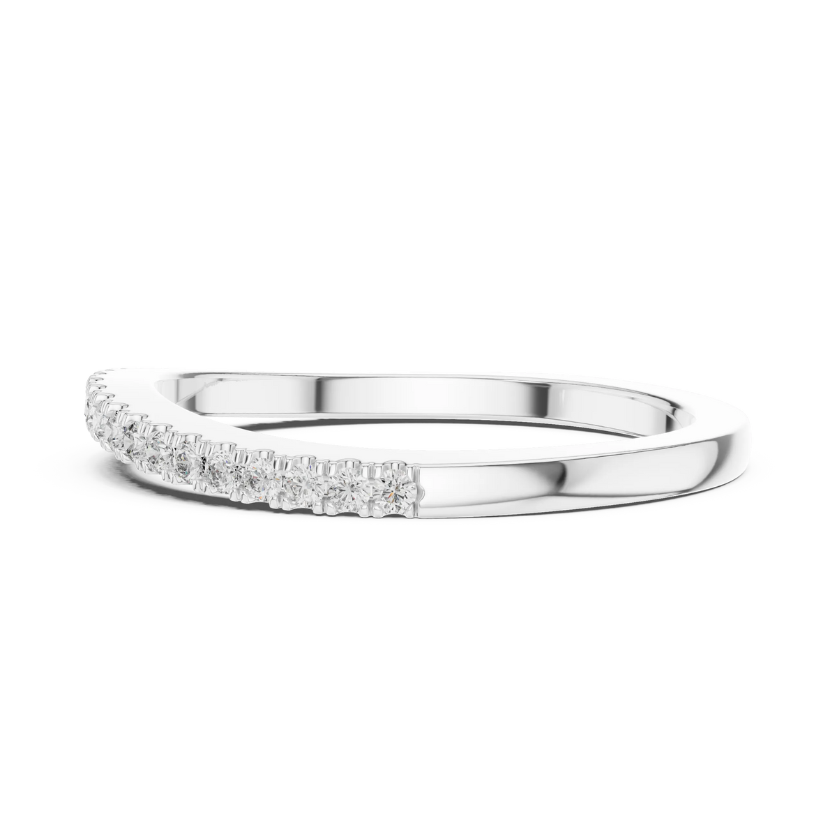 Round Moissanite Pavé Half Eternity Band in white 925 sterling silver, view 3