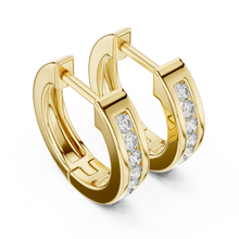 Moissanite channel set huggie earrings in yellow 925 sterling silver, view 2