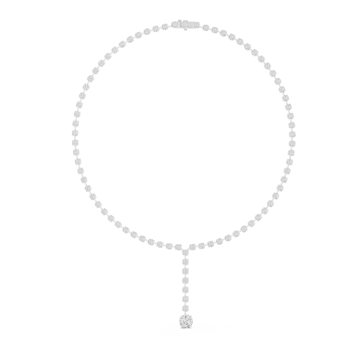 Round Tennis Y Necklace with Round Drop in white 925 sterling silver, view 1