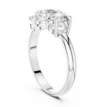 Pear Halo and Round Toi et Moi Moissanite Ring in white 925 sterling silver, view 1