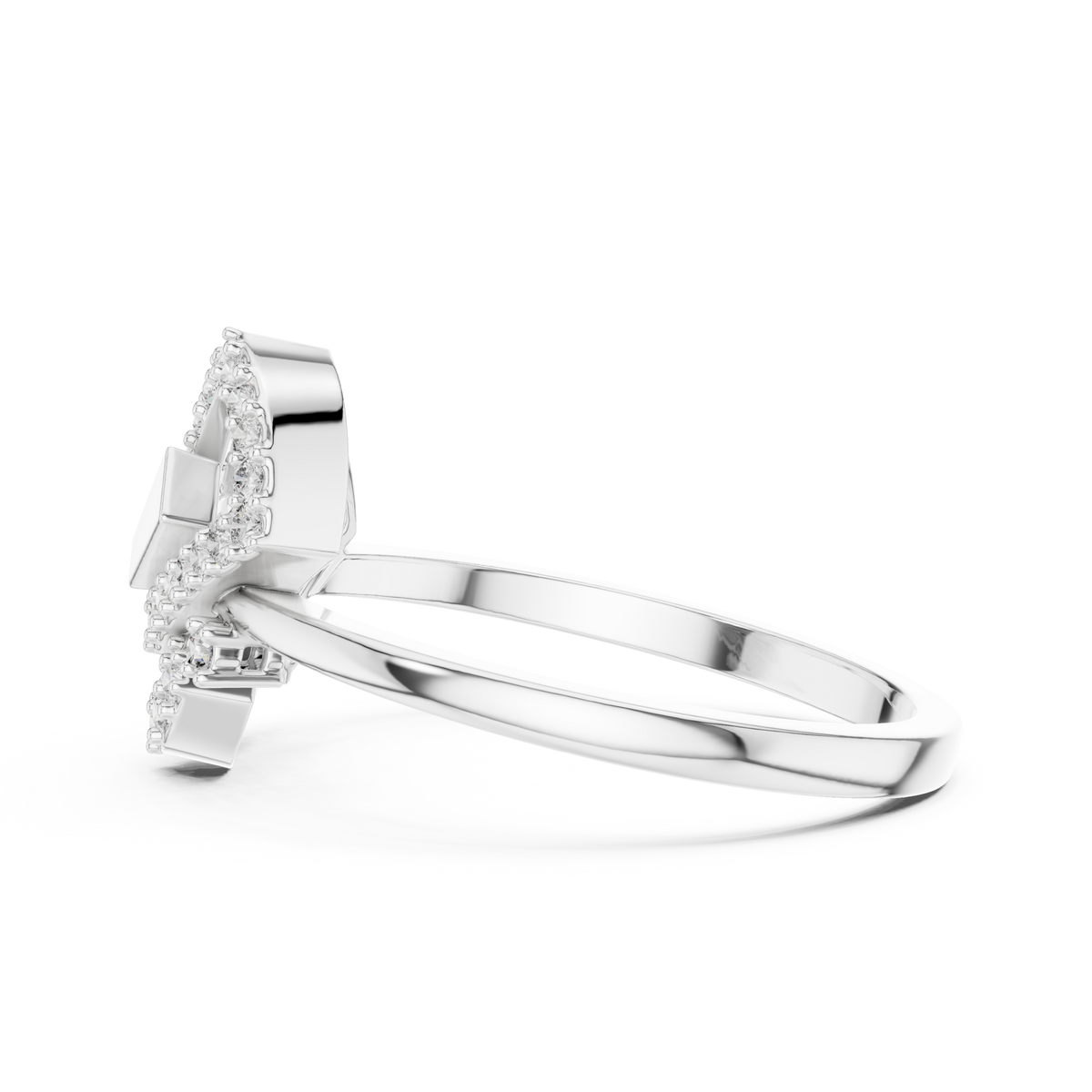 Interlocking Frames Pavé Moissanite Cocktail Ring in white 925 sterling silver, view 3