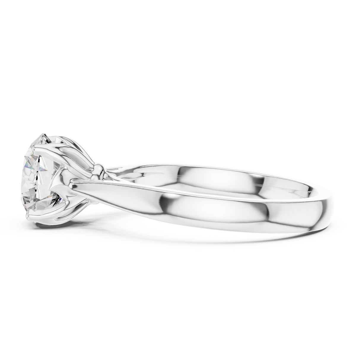 Round Cathedral Moissanite Solitaire Ring in white 925 sterling silver, view 3