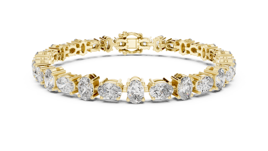 Oval Moissanite Tennis Bracelet in yellow 925 sterling silver, view 1