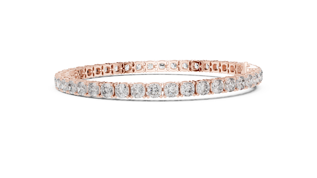 Square Cushion Cut Moissanite Tennis Bracelet in rose 925 sterling silver, view 4