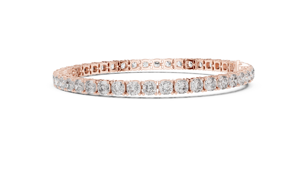 Square Cushion Cut Moissanite Tennis Bracelet in rose 925 sterling silver, view 4