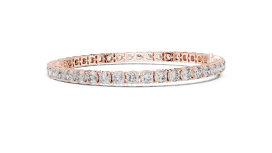 Square Cushion Cut Moissanite Tennis Bracelet in rose 925 sterling silver, view 4
