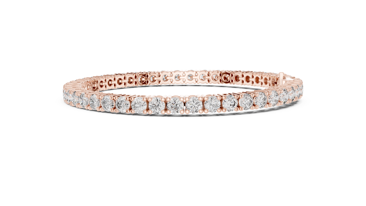 3.5 mm Round Moissanite Tennis Bracelet in rose 925 sterling silver, view 4