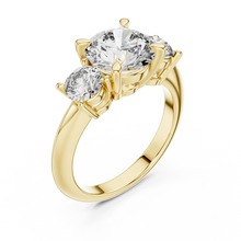 Round Three Stone Moissanite Statement Ring in yellow 925 sterling silver, view 2