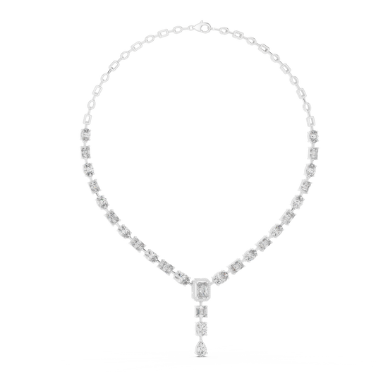 Mixed Shape Y Drop Necklace in white 925 sterling silver, view 1