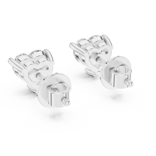 Heart moissanite stud earrings in white 925 sterling silver, view 3