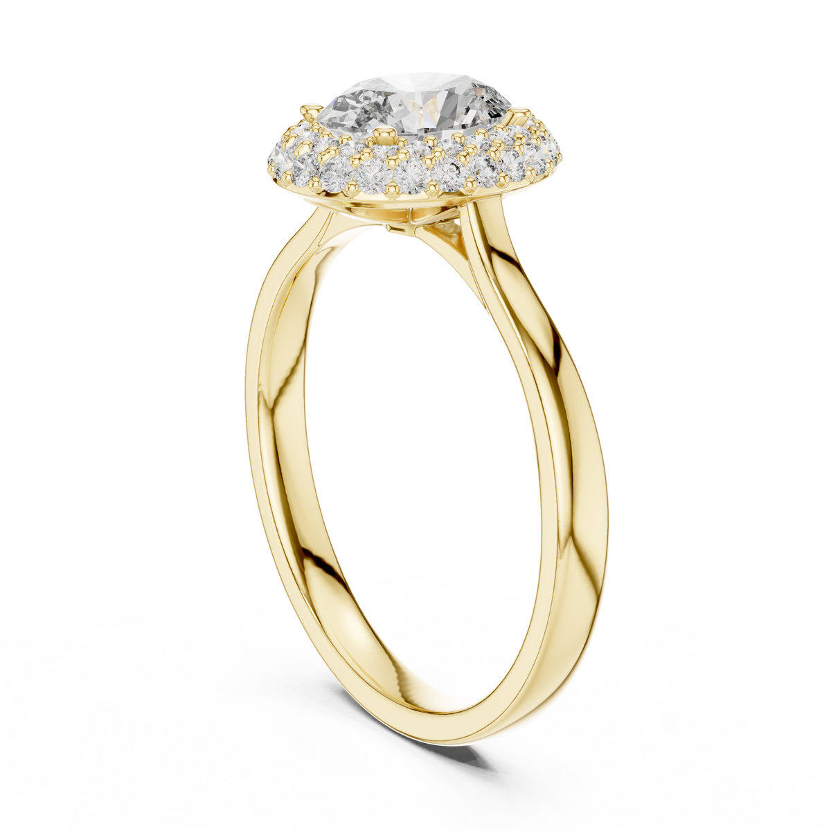 Oval Double Halo Moissanite Ring in yellow 925 sterling silver, view 1