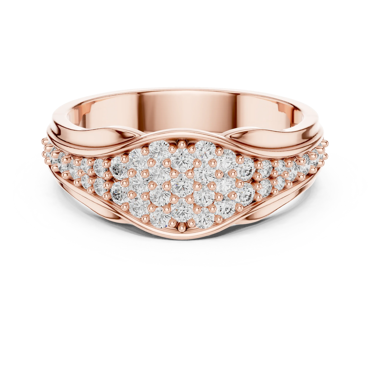 Pavé Crossover Moissanite Band in rose 925 sterling silver, view 4
