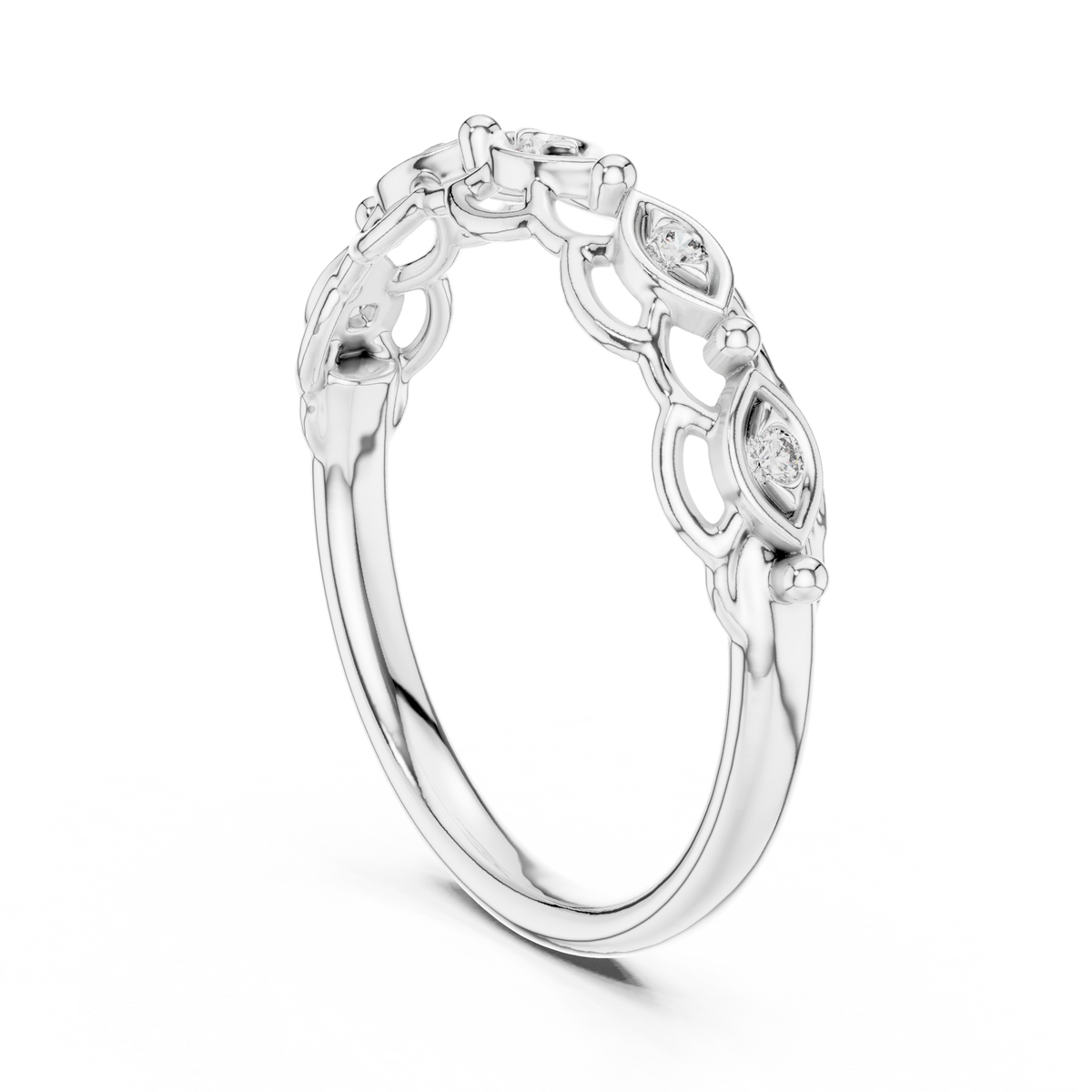 Linked Eye Moissanite Band in white 925 sterling silver, view 1