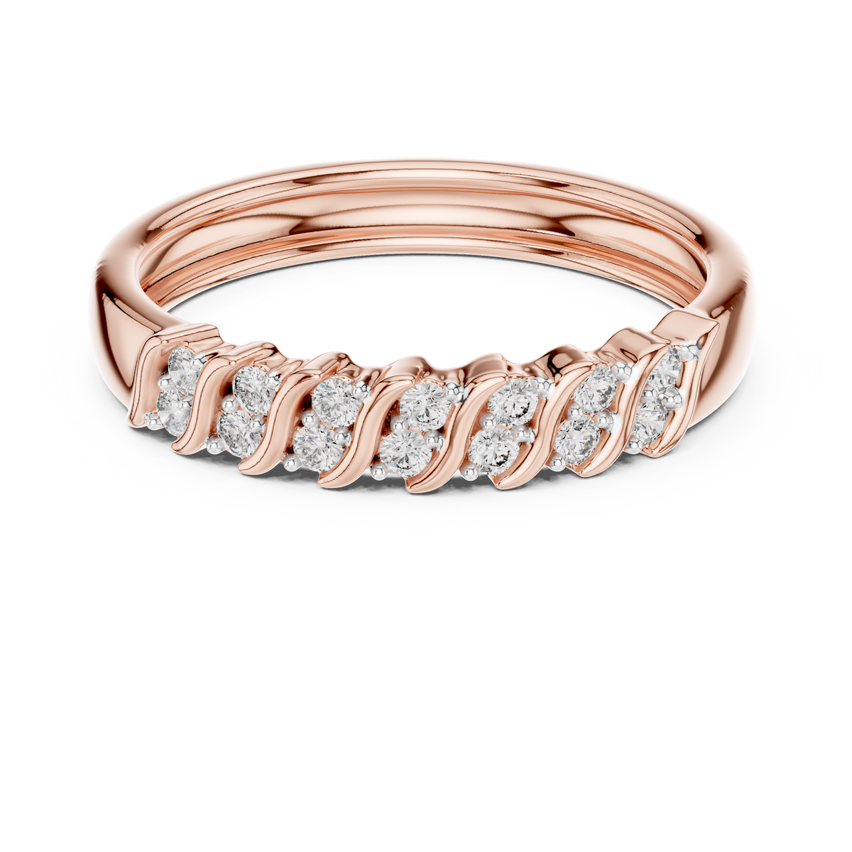 Twisted Link Moissanite Band in rose 925 sterling silver, view 4