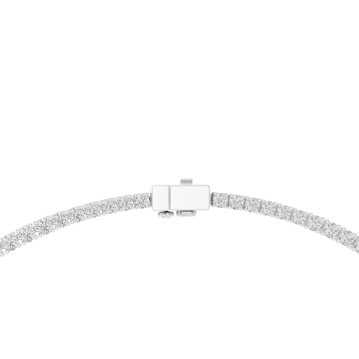 Graduated Round Tennis Necklace with Oval Centre in white 925 sterling silver, view 4