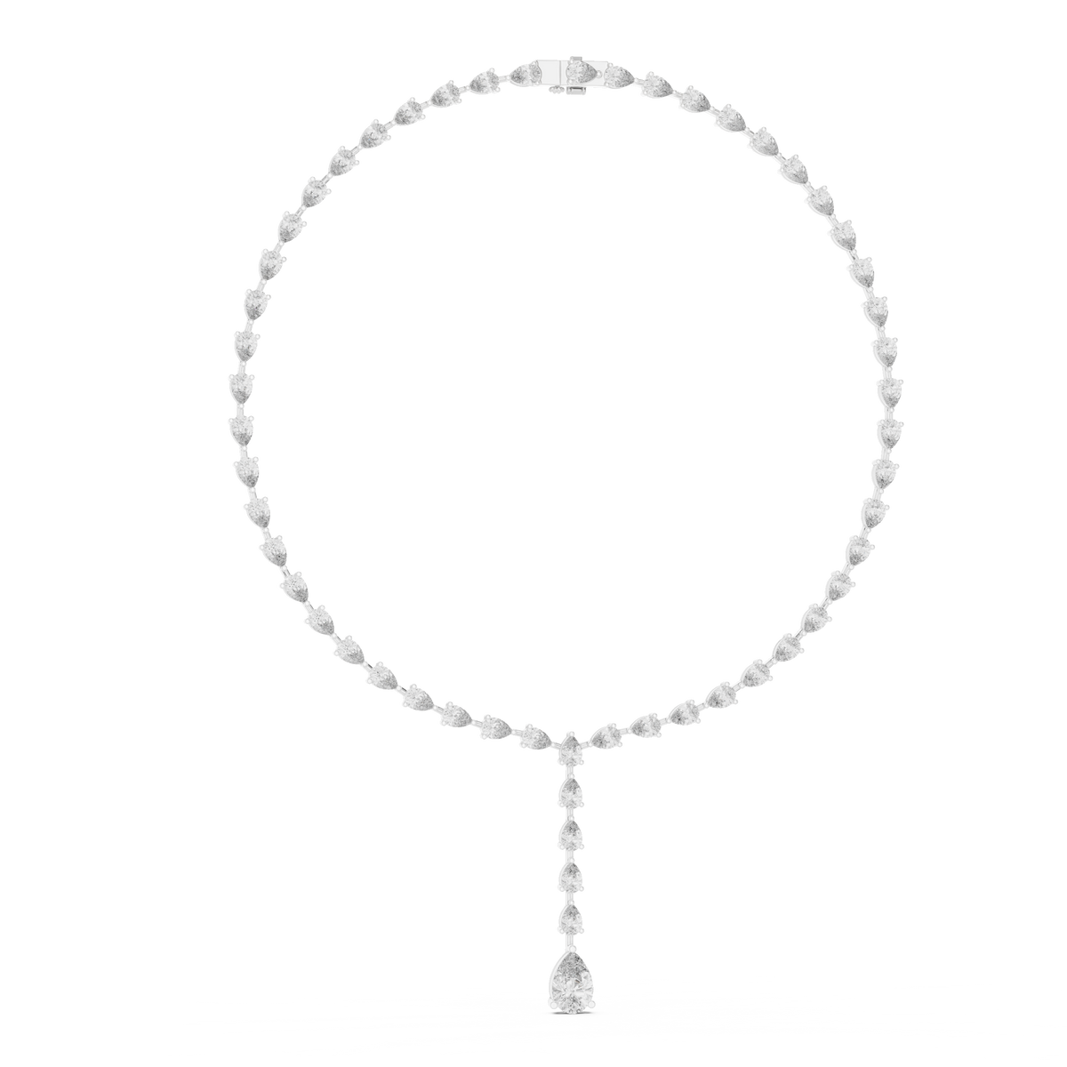 Pear Lariat Y Necklace in white 925 sterling silver, view 1