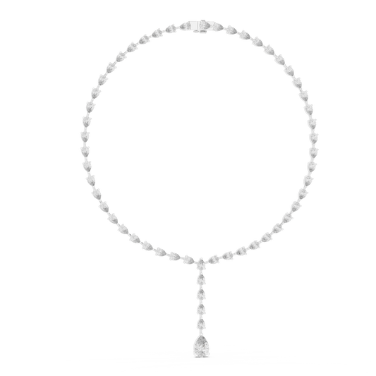 Pear Lariat Y Necklace in white 925 sterling silver, view 1