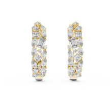Mixed shape moissanite cluster hoop earrings in yellow 925 sterling silver, view 4