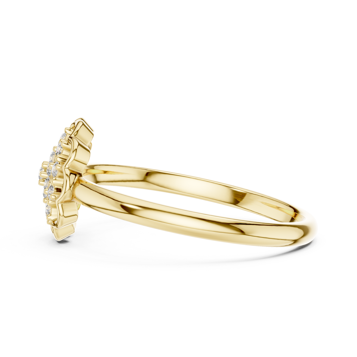 Scalloped Flower Pavé Moissanite Ring in yellow 925 sterling silver, view 3
