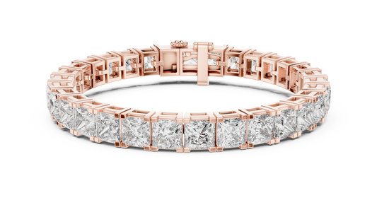 Princess Cut Moissanite Tennis Bracelet in rose 925 sterling silver, view 1