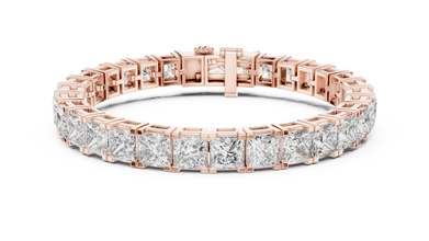 Princess Cut Moissanite Tennis Bracelet in rose 925 sterling silver, view 1